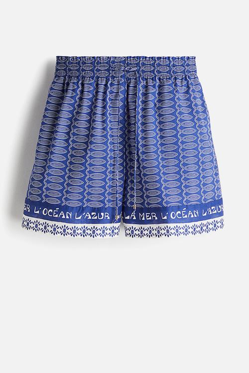 Printed drawstring shorts - blue/patterned 