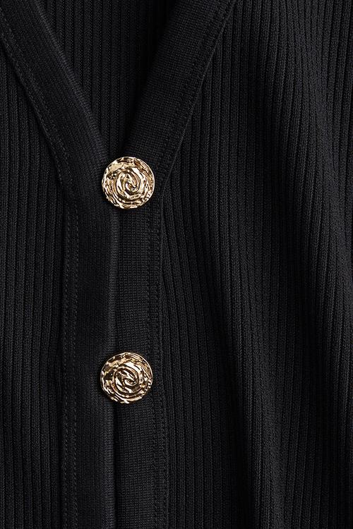 Rib-knit waistcoat - black