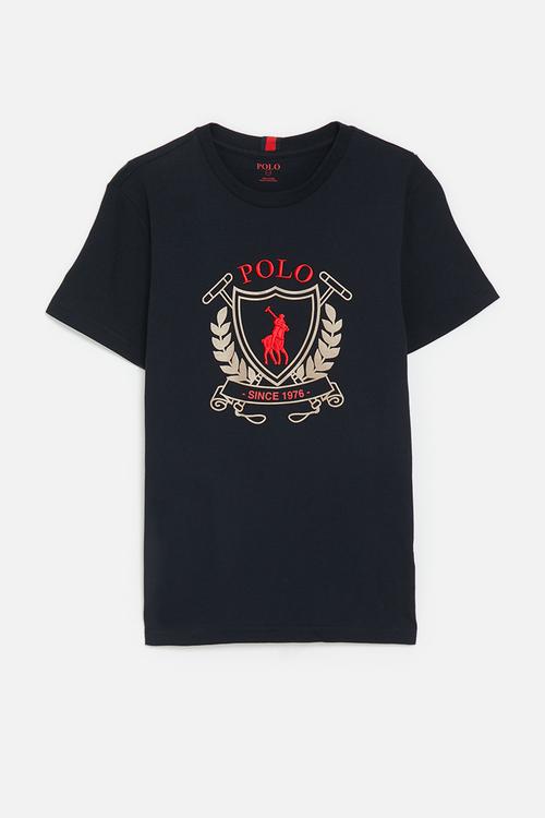 Boys cory crested ss tee - navy