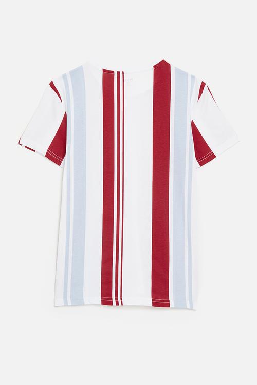 Boys liam vertical striped ss tee - red