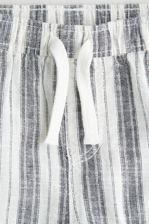 Linen-blend joggers - white/grey striped 