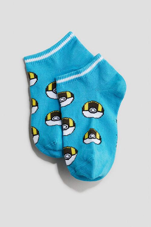 5-pack intarsia motif socks - blue,grey,white,multi