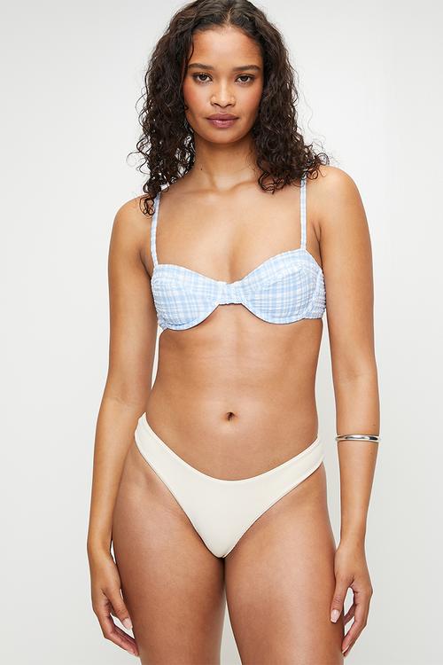 Thin Strap Balconette Bikini Top - Dutch Canal Check