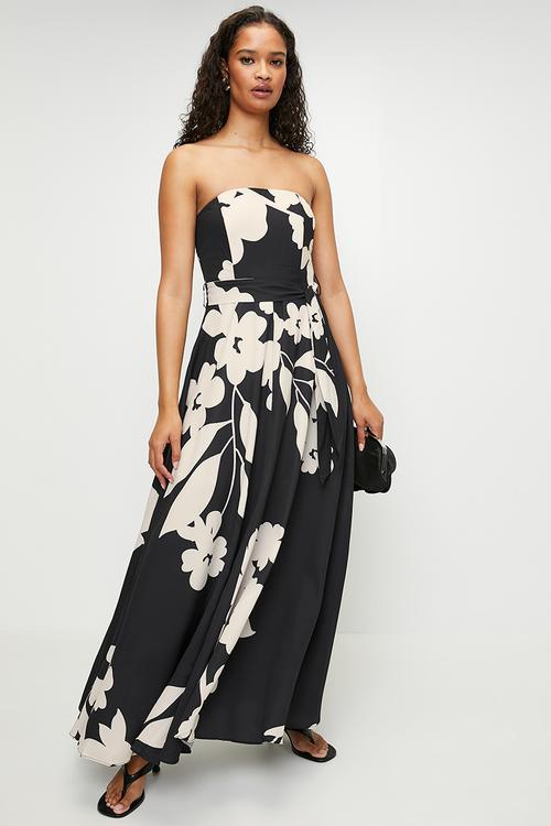 Black floral maxi dress - Black Floral