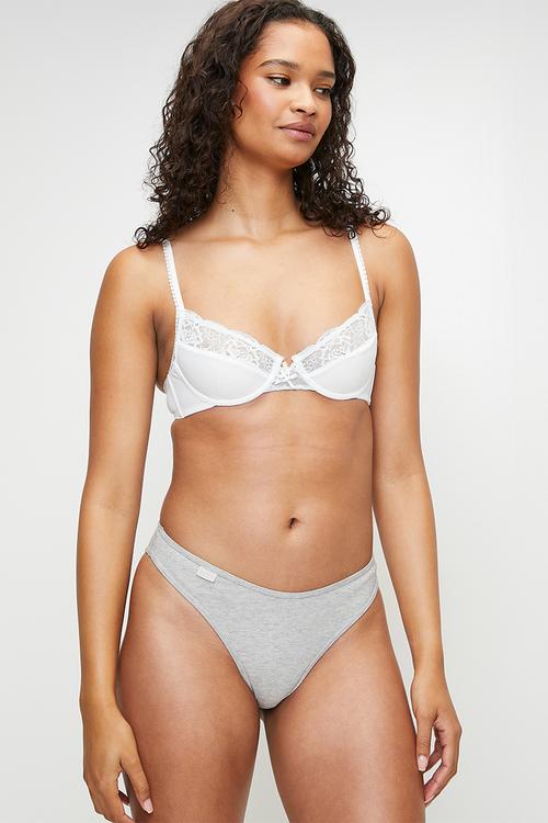 Organic Cotton Rib Cheeky Brief - Grey Marle