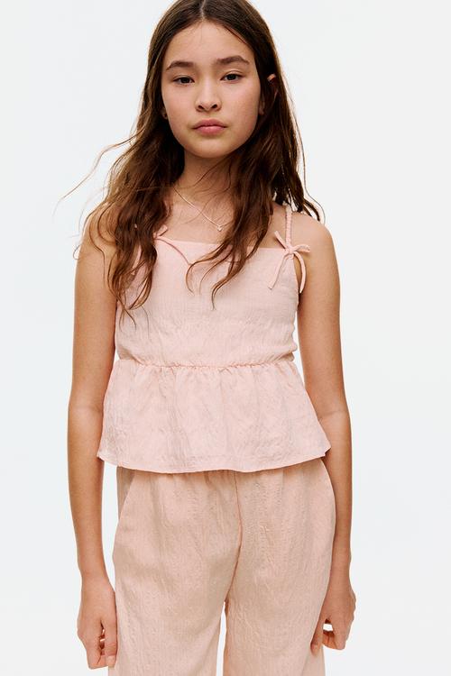 Bow-detail peplum top - pink