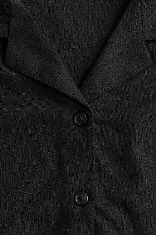 Cropped knot-detail shirt - black