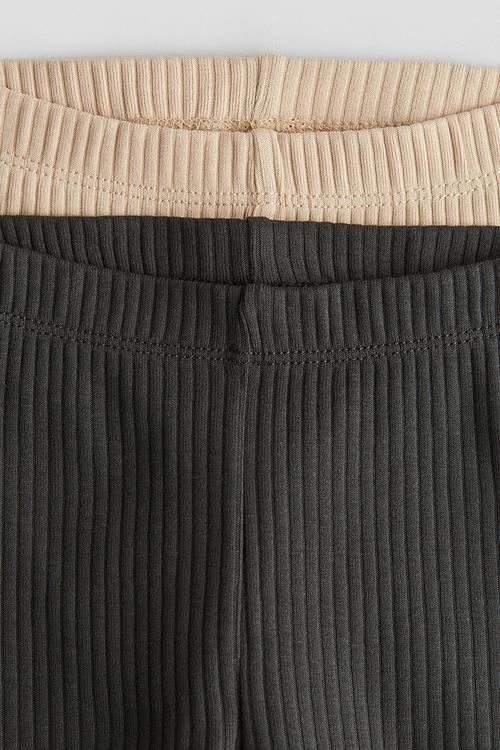 2-Pack ribbed cycling shorts - light beige & dark grey