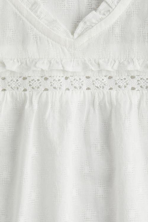 Frill-trimmed cotton blouse - white