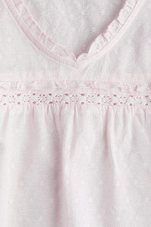 Frill-trimmed cotton blouse - light pink