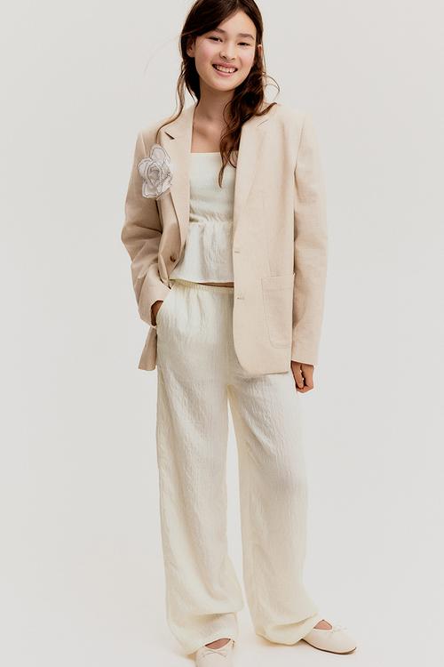 Tie-detail trousers - cream