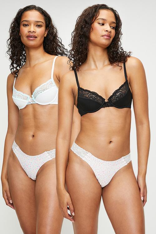 Sabrina lace lightly lined bra 2 pack - black/coconut milk morning mist