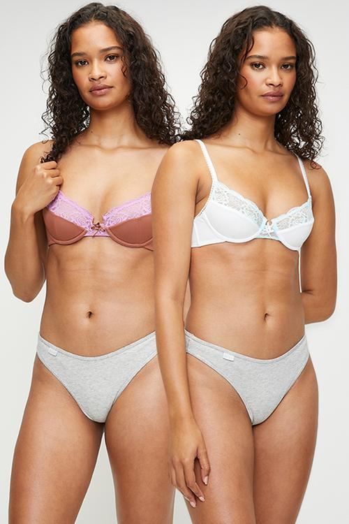 Sabrina lace lightly lined bra 2 pack - coconutmilkmorningmist/caramelcrushviolettull
