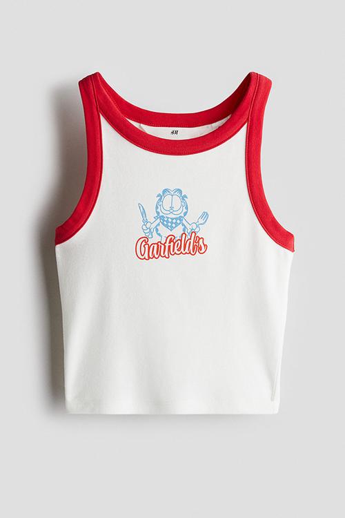 Printed vest top - white garfield