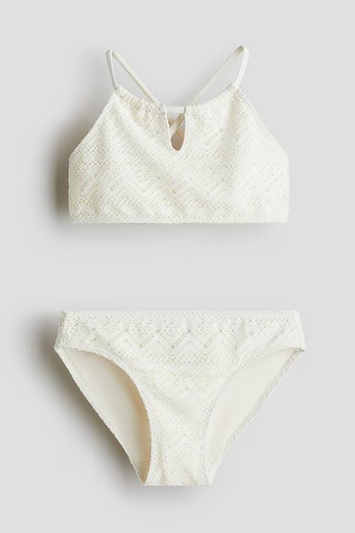 Crocheted-look bikini - white