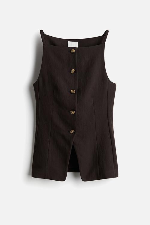 Tapered-waist waistcoat - dark brown