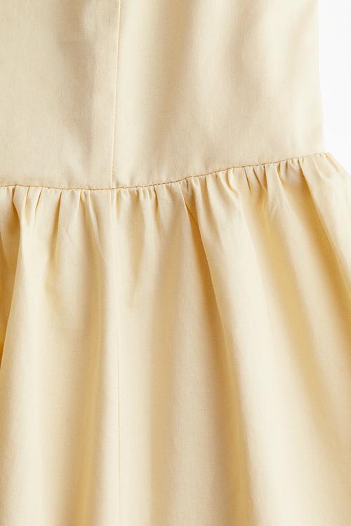 Flared-skirt cotton dress - light yellow