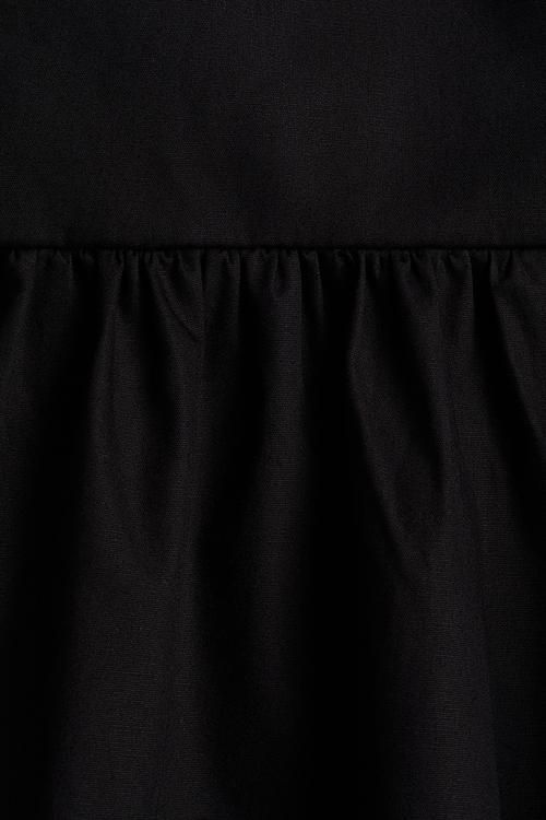 Flared-skirt cotton dress - black