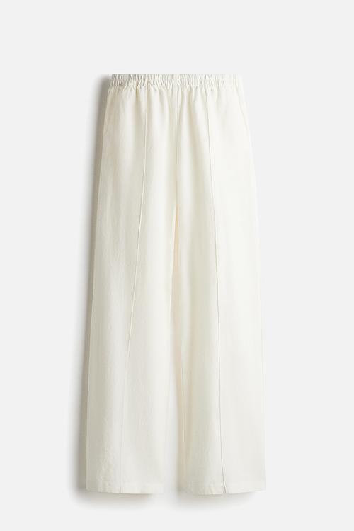 Linen-blend trousers - white