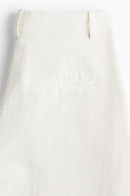 Wide linen-blend trousers - cream