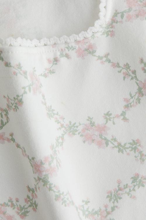 Picot-trimmed vest top - white/floral 