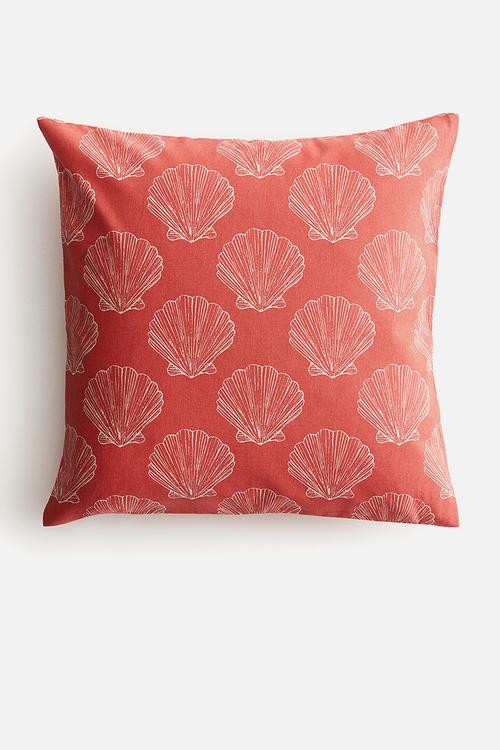 Patterned cushion cover - coral pink/patterned