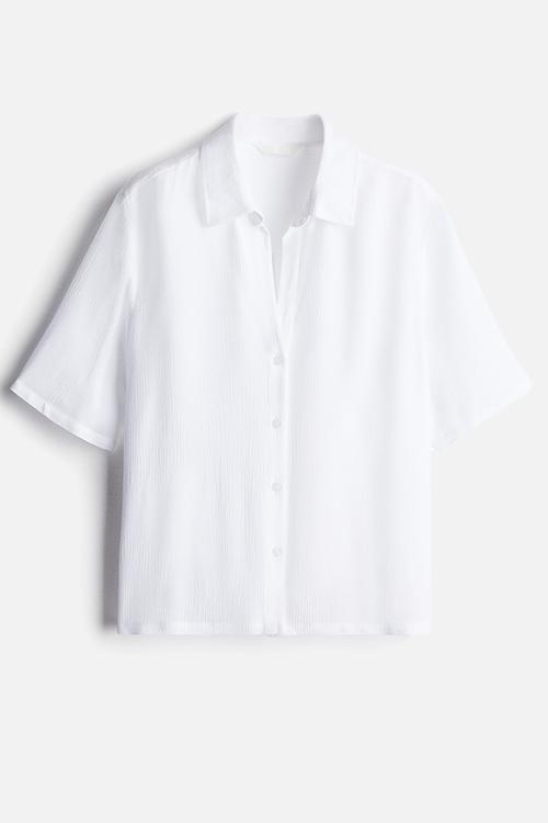 Crinkled viscose shirt - white