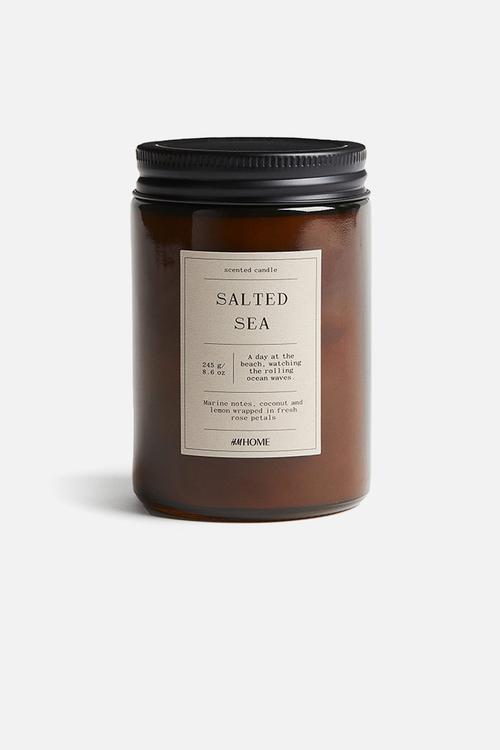 Small scented candle in glass holder - salted sea 