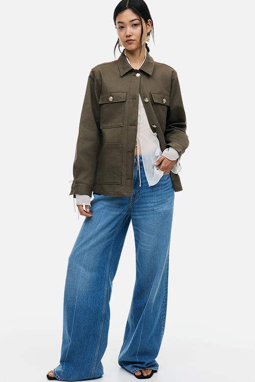 Cotton utility jacket - khaki green