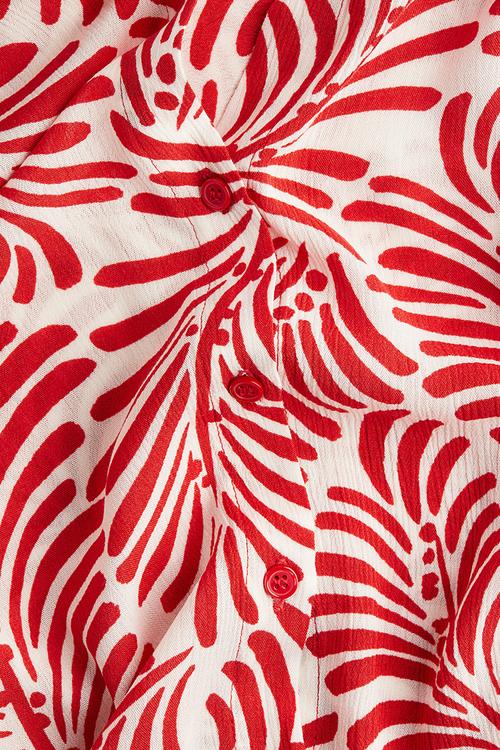 Crinkled viscose shirt - white/red patterned