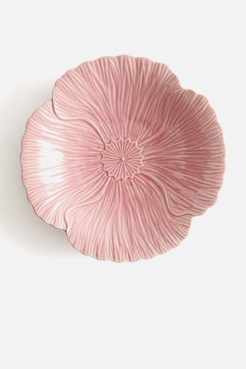 Large stoneware serving plate - pink