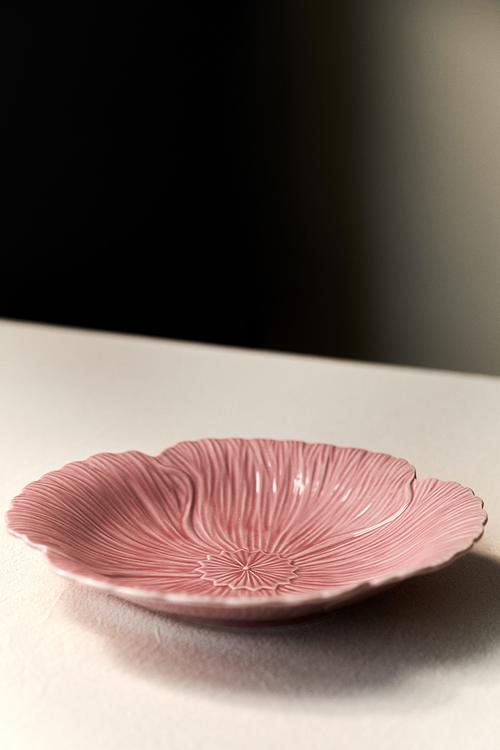 Large stoneware serving plate - pink