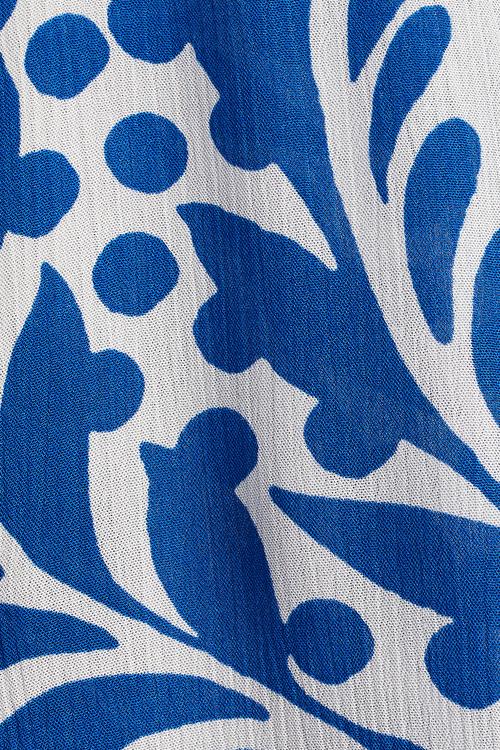 Crinkled viscose shirt - white/blue patterned