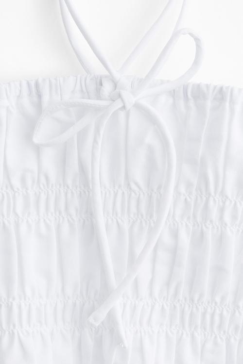 Smocked strappy top - white