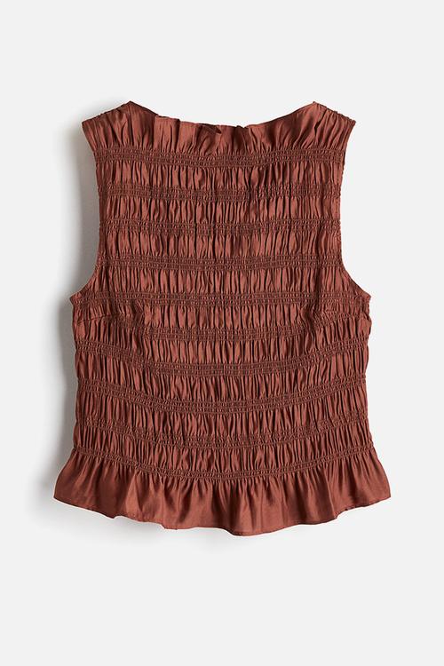 Smocked top - brown