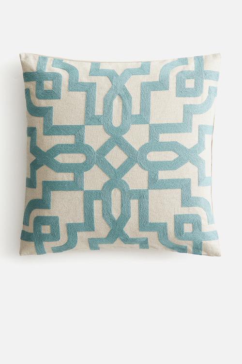 Patterned cushion cover - light blue 