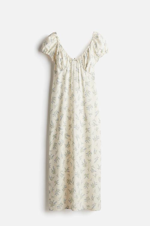 Tie-detail maxi dress - cream/floral 