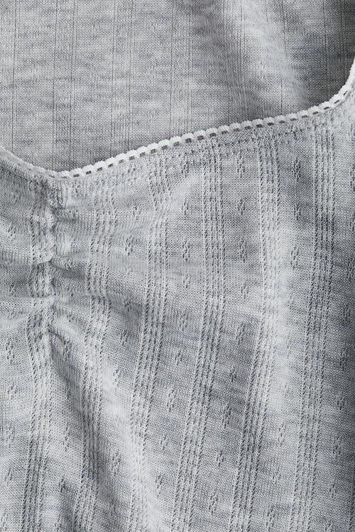 Picot-trimmed T-shirt - light grey marl 
