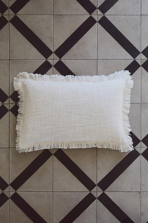 Slub weave cushion cover - light beige