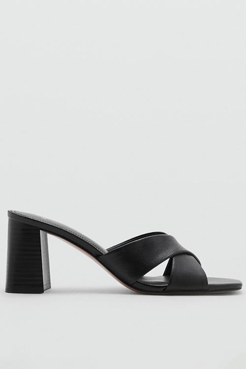 Pau leather heel - black