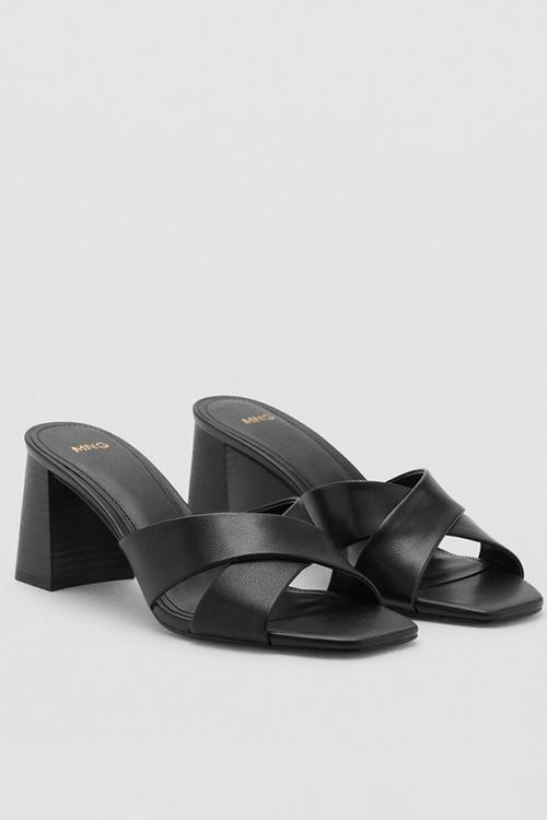 Pau leather heel - black