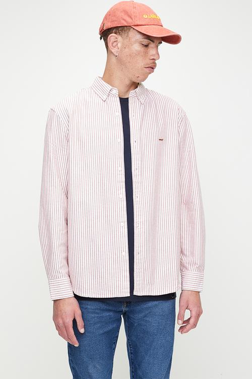 Authentic Button Down - Waylon Stripe Russet Brown