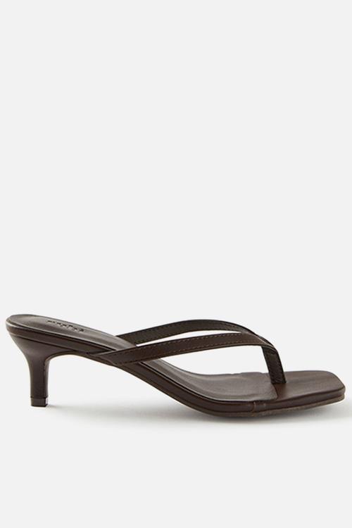 Eve flip flop kitten heel - choc smooth