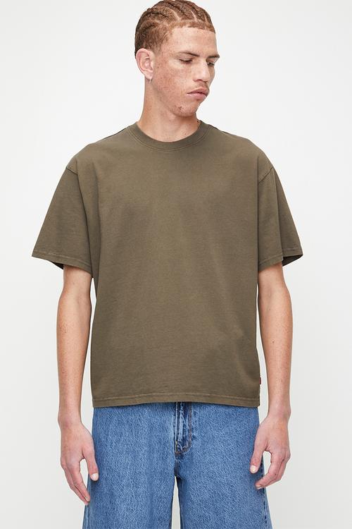 Cropped Short sleeve Tee - Garment Dye Khaki Green