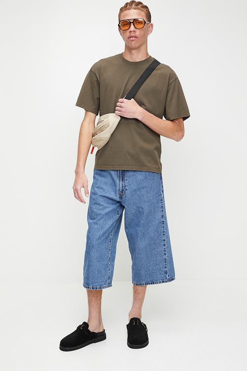 Cropped Short sleeve Tee - Garment Dye Khaki Green