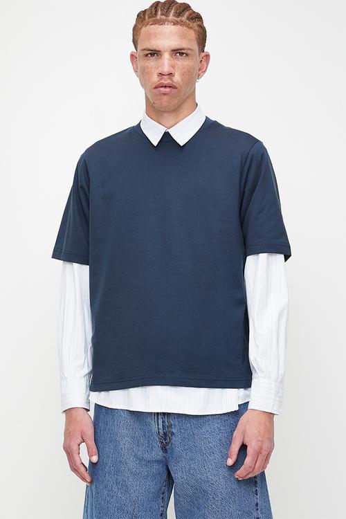 Cropped fit T-shirt - true navy