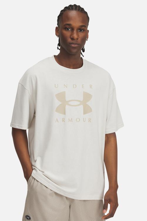 UA M HW OS Branded Short Sleeve - Summit White/City Khaki