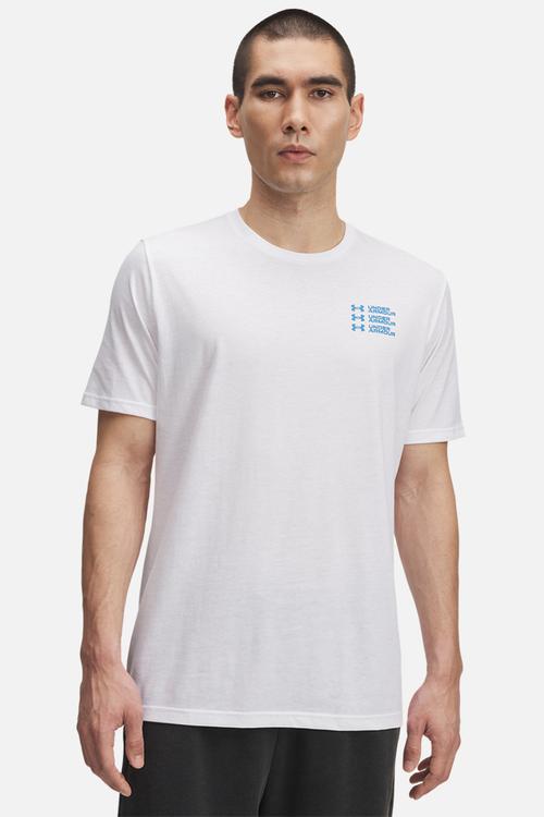 Ua triple stack lc logo short sleeve - white & blue atlantis