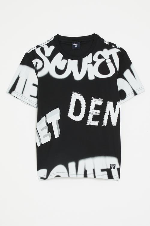 Boys rotary print T-shirt - black & white 