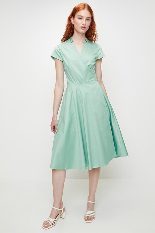 Oratile cotton wrap dress - sage